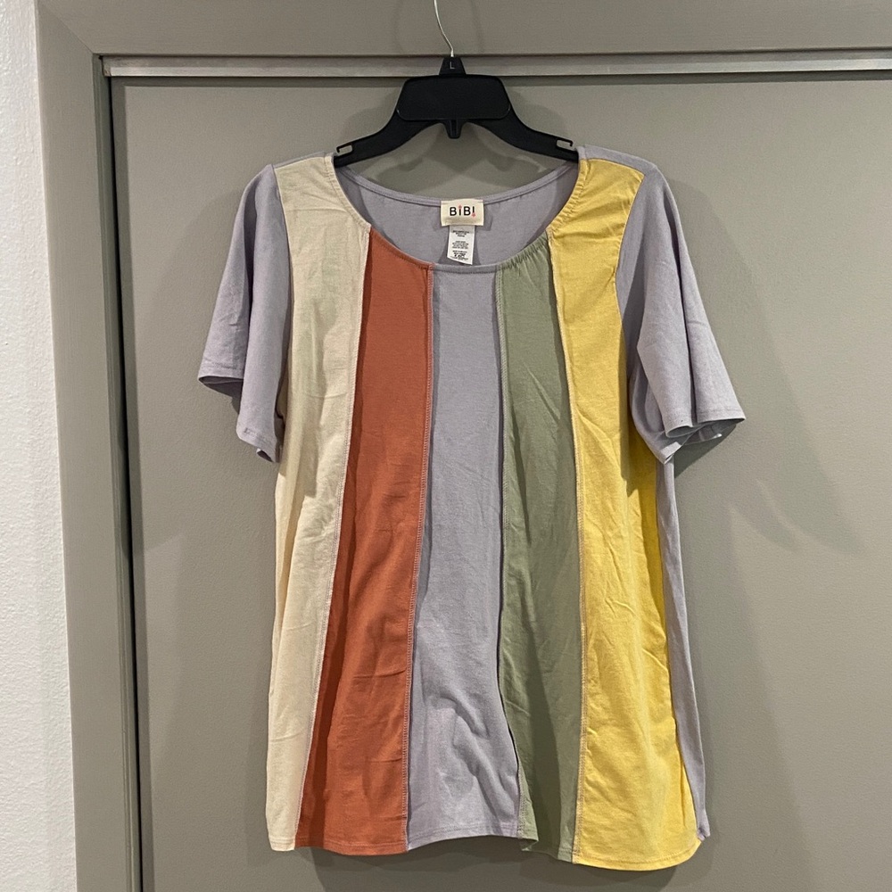 BiBi Colorful Striped Short Sleeve Tee